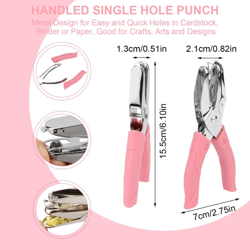 Rongon Star Shaped Hole Paper Punch Set 2 Pcs Hole Punches 1/4 Inch Handheld Hole Punch Kit Tools with Soft-Handled Scrapbooking for Craft DIY Tags Clothing Ticket - Image 2